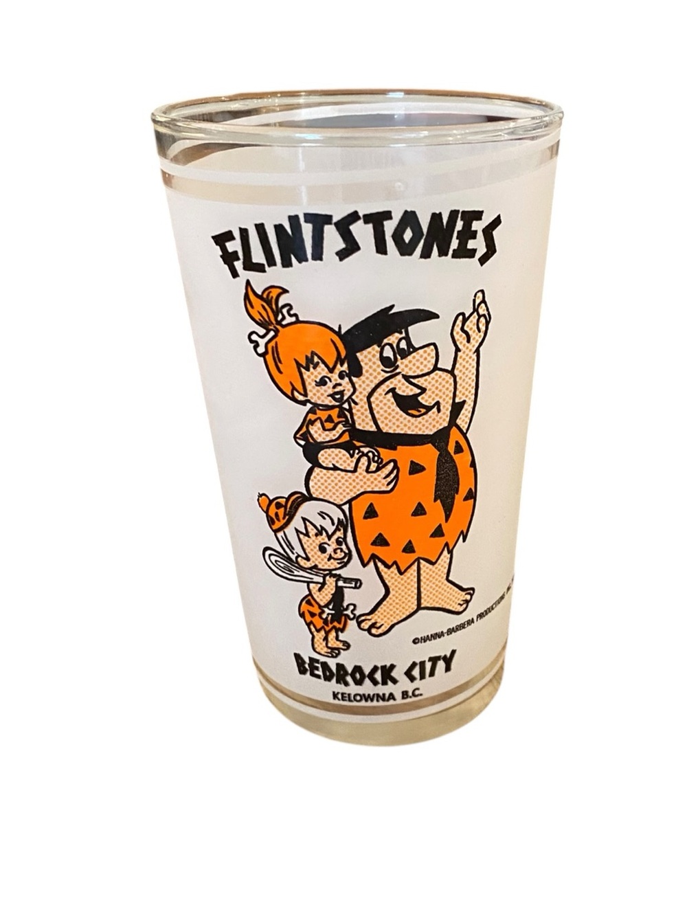 Vintage 1970s Flintstones Bedrock City Kelowna BC Glass